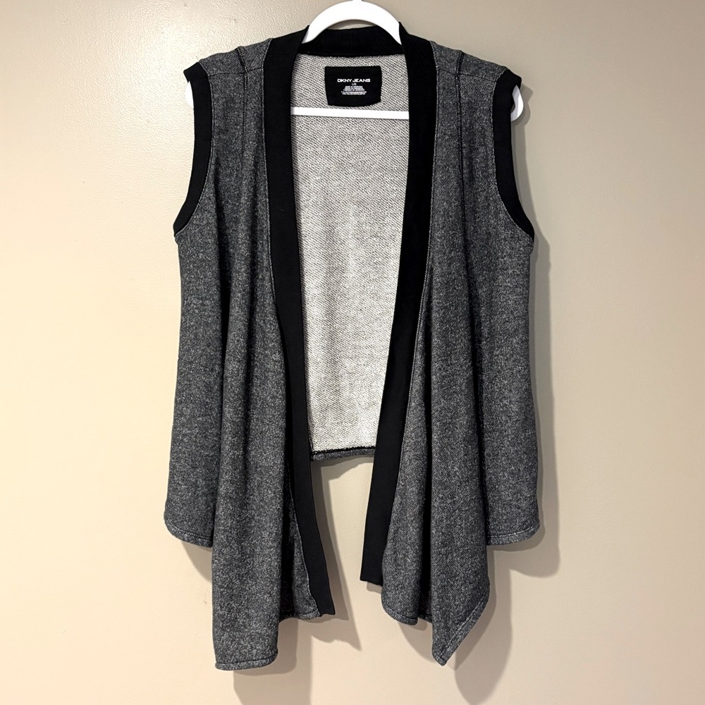 3/$25 DKNY denim inspired lagenlook open front vest slouchy comfy layering piece
